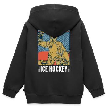 Vintage Retro Style Cool Hockeytormann Geschenk - Kinder Premium Organic Zip Hoodie - Schwarz - Hinten - AI Model Kid Male (0cm)