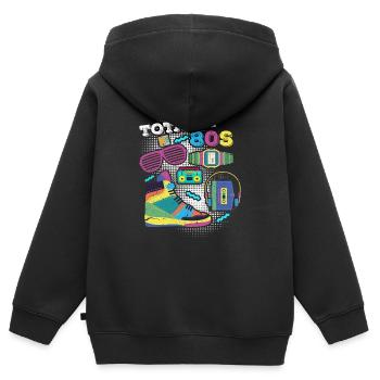 80s 80s theme party boombox walkman gift - Kids Premium Organic Zip-up Hoodie - black - Back - AI Model Kid Male (0cm)