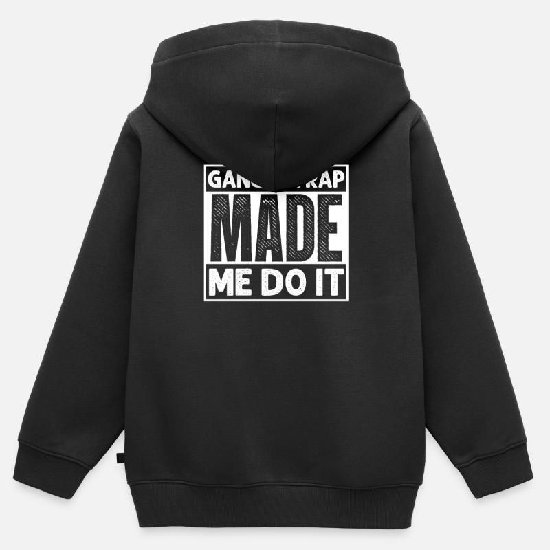 Gangsta rap - Sweat Premium à capuche zippé enfant bio - noir