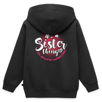 Schwester - Kinder Premium Organic Zip Hoodie - Schwarz - Hinten - AI Model Kid Male (0cm)