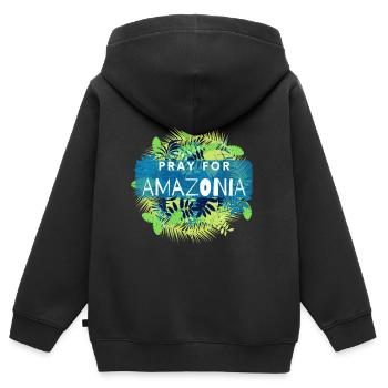 Pray for Amazonas Save Amazonia Lungs of the Earth - Kinder Premium Organic Zip Hoodie - Schwarz - Hinten - AI Model Kid Male (0cm)