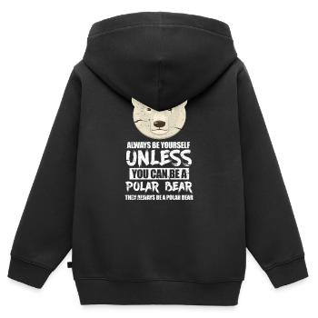 Eisbär - Kinder Premium Organic Zip Hoodie - Schwarz - Hinten - AI Model Kid Male (0cm)