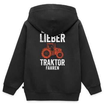 Traktor Ernte - Kinder Premium Organic Zip Hoodie - Schwarz - Hinten - AI Model Kid Male (0cm)