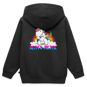 Death Metal Einhorn Regenbogen - Kinder Premium Organic Zip Hoodie - Schwarz - Hinten - AI Model Kid Male (0cm)
