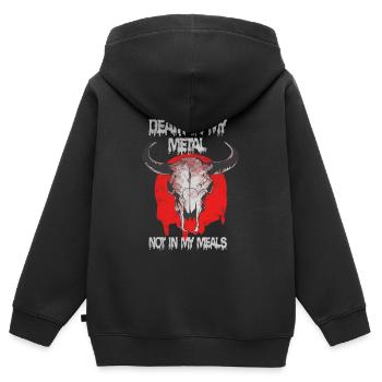 Veganer Death Metal - Kinder Premium Organic Zip Hoodie - Schwarz - Hinten - AI Model Kid Male (0cm)