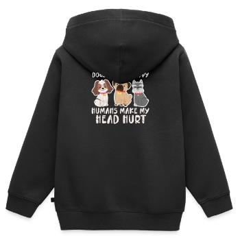 Dog school dog dogs pet puppy gift - Kids Premium Organic Zip-up Hoodie - black - Back - AI Model Kid Male (0cm)