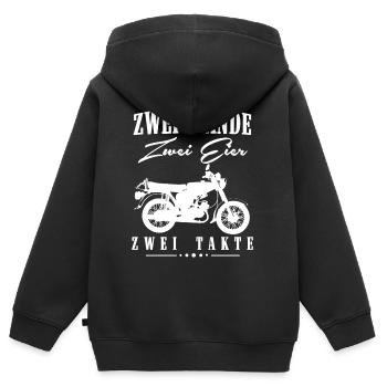 Zwei Hände Zwei Eier Zwei Takte, Simson DDR Moped - Kinder Premium Organic Zip Hoodie - Schwarz - Hinten - AI Model Kid Male (0cm)