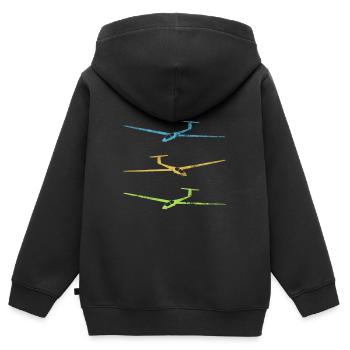 Segelfliegen Thermik Segelflugzeug - Kinder Premium Organic Zip Hoodie - Schwarz - Hinten - AI Model Kid Male (0cm)
