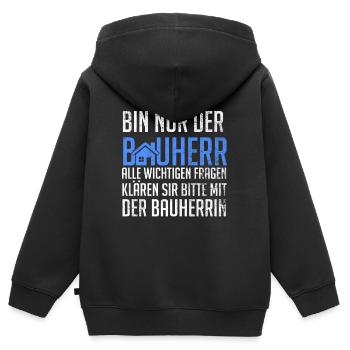 Superviseur de site Client Builder - Sweat Premium à capuche zippé enfant bio - noir - Dos - AI Model Kid Male (0cm)