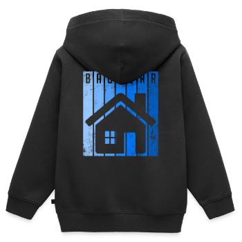 Bauherr Bauleiter - Kinder Premium Organic Zip Hoodie - Schwarz - Hinten - AI Model Kid Male (0cm)