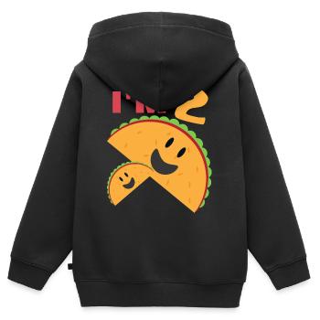 Je suis 2 Taco Twosday | 2ème anniversaire | 2 ans - Sweat Premium à capuche zippé enfant bio - noir - Dos - AI Model Kid Male (0cm)