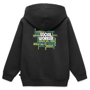 Social worker - Kids Premium Organic Zip-up Hoodie - black - Back - AI Model Kid Male (0cm)