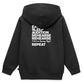 Theater - Kinder Premium Organic Zip Hoodie - Schwarz - Hinten - AI Model Kid Male (0cm)