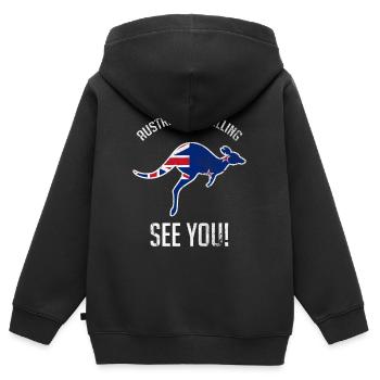 Australien Ruft Reisen Backpacker Känguru - Kinder Premium Organic Zip Hoodie - Schwarz - Hinten - AI Model Kid Male (0cm)