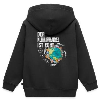 environmental Protection - Kids Premium Organic Zip-up Hoodie - black - Back - AI Model Kid Male (0cm)