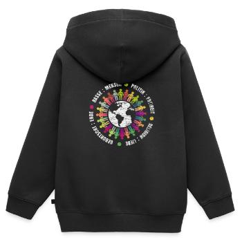 Klimaschutz Umweltfreundlich - Kinder Premium Organic Zip Hoodie - Schwarz - Hinten - AI Model Kid Male (0cm)