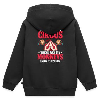 Cirque singes - Sweat Premium à capuche zippé enfant bio - noir - Dos - AI Model Kid Male (0cm)