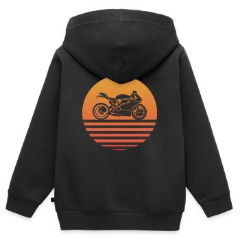 Superbike Sunset - Kinder Premium Organic Zip Hoodie - Schwarz - Hinten - AI Model Kid Male (0cm)