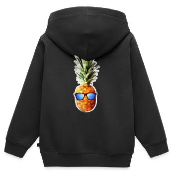 Ananas Retro Strand Vintage Geschenk - Kinder Premium Organic Zip Hoodie - Schwarz - Hinten - AI Model Kid Male (0cm)