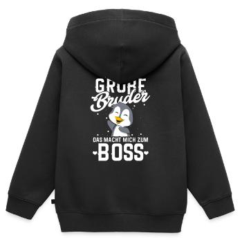 Ich Bin Großer Bruder Boss - Kinder Premium Organic Zip Hoodie - Schwarz - Hinten - AI Model Kid Male (0cm)