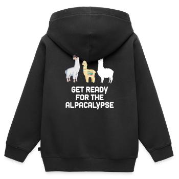 Alpaka Tierliebe - Kinder Premium Organic Zip Hoodie - Schwarz - Hinten - AI Model Kid Male (0cm)