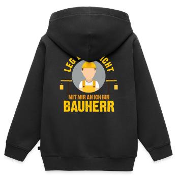 Maître d’ouvrage Construction - Sweat Premium à capuche zippé enfant bio - noir - Dos - AI Model Kid Male (0cm)