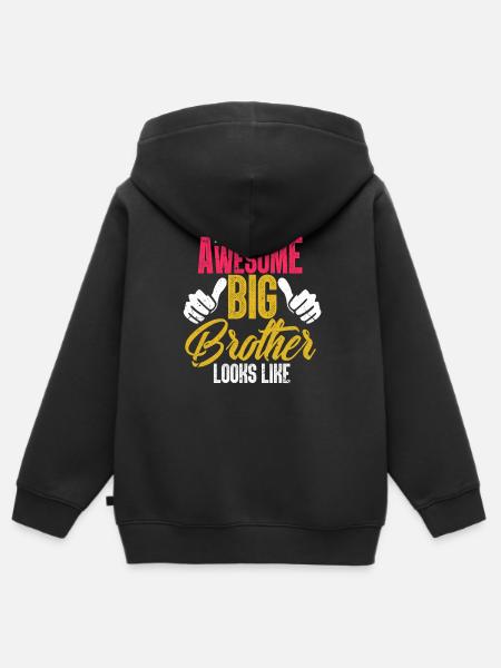 Grand frère - Sweat Premium à capuche zippé enfant bio - noir
