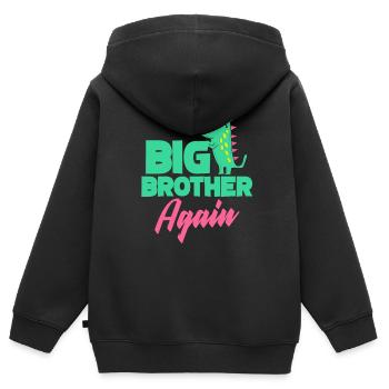 Grand frère - Sweat Premium à capuche zippé enfant bio - noir - Dos - AI Model Kid Male (0cm)
