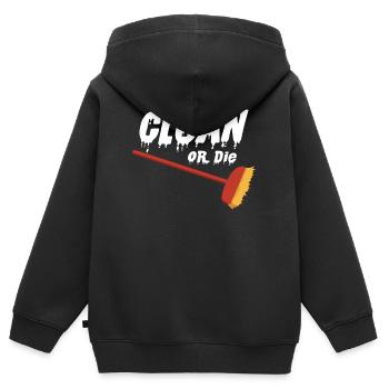 ménage - Sweat Premium à capuche zippé enfant bio - noir - Dos - AI Model Kid Male (0cm)