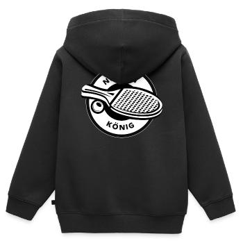 Noppen König Tischtennis Schlaeger Materialspieler - Kinder Premium Organic Zip Hoodie - Schwarz - Hinten - AI Model Kid Male (0cm)