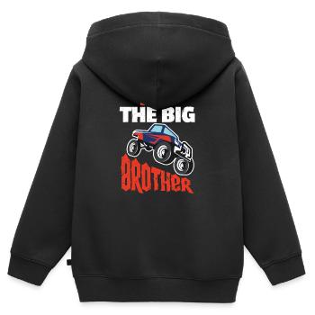 Grand frère - Sweat Premium à capuche zippé enfant bio - noir - Dos - AI Model Kid Male (0cm)