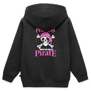 Pirate pirate pirate princesse fille de piratage - Sweat Premium à capuche zippé enfant bio - noir - Dos - AI Model Kid Male (0cm)
