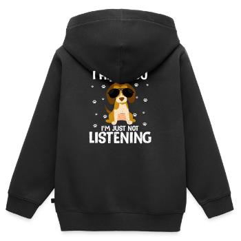 beagle - Sweat Premium à capuche zippé enfant bio - noir - Dos - AI Model Kid Male (0cm)