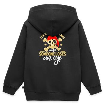 Pirate pirate pirate pirate piraterie - Sweat Premium à capuche zippé enfant bio - noir - Dos - AI Model Kid Male (0cm)