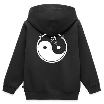 Tai Chi Taijiquan Ying Yang - Sweat Premium à capuche zippé enfant bio - noir - Dos - AI Model Kid Male (0cm)