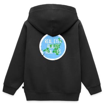 Flat Earth Flat Earth Conspiracy Gift - Kids Premium Organic Zip-up Hoodie - black - Back - AI Model Kid Male (0cm)