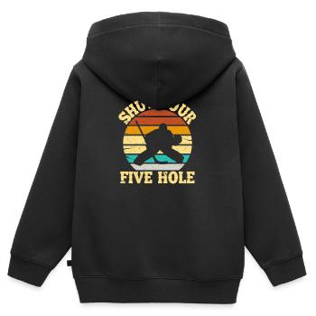 Hockeytormann Eishockey Hockey Torwart Geschenk - Kinder Premium Organic Zip Hoodie - Schwarz - Hinten - AI Model Kid Male (0cm)