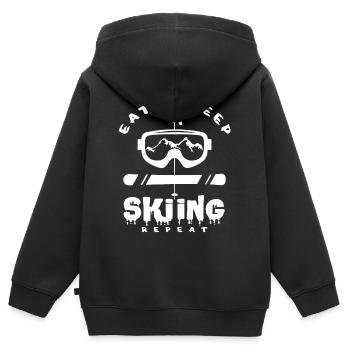 Ski - Kinder Premium Organic Zip Hoodie - Schwarz - Hinten - AI Model Kid Male (0cm)