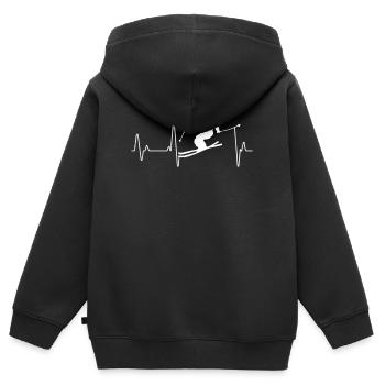 Ski - Kinder Premium Organic Zip Hoodie - Schwarz - Hinten - AI Model Kid Male (0cm)