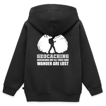 Geocaching - Kinder Premium Organic Zip Hoodie - Schwarz - Hinten - AI Model Kid Male (0cm)