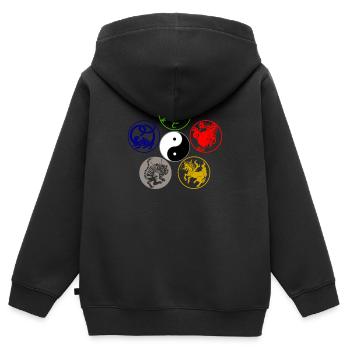 Qi Gong Qigong Méditation Thai Chi - Sweat Premium à capuche zippé enfant bio - noir - Dos - AI Model Kid Male (0cm)