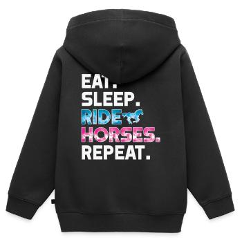 Eat Sleep Ride Chevaux Répéter la conception de cadeau d’équitation - Sweat Premium à capuche zippé enfant bio - noir - Dos - AI Model Kid Male (0cm)