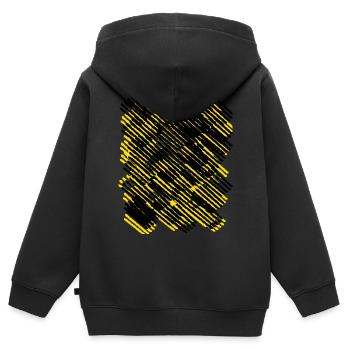 Schwarz Gelbe Streifen - Kinder Premium Organic Zip Hoodie - Schwarz - Hinten - AI Model Kid Male (0cm)