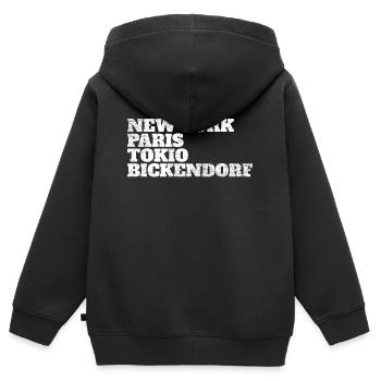 Bickendorf Paris Tokio New York Köln Viertel Kult - Kinder Premium Organic Zip Hoodie - Schwarz - Hinten - AI Model Kid Male (0cm)
