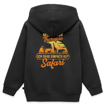 Safari Serengeti - Kinder Premium Organic Zip Hoodie - Schwarz - Hinten - AI Model Kid Male (0cm)