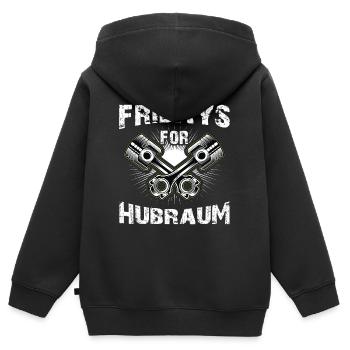 Fridays for Hubraum - Kinder Premium Organic Zip Hoodie - Schwarz - Hinten - AI Model Kid Male (0cm)
