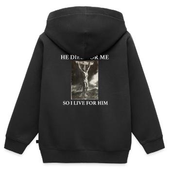 Christentum Geschenk - Kinder Premium Organic Zip Hoodie - Schwarz - Hinten - AI Model Kid Male (0cm)
