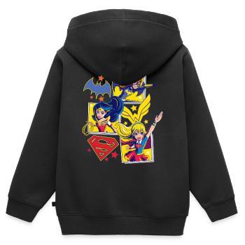 DC Super Hero Girls Batgirl Wonder Woman Supergirl - Kinder Premium Organic Zip Hoodie - Schwarz - Hinten - AI Model Kid Male (0cm)