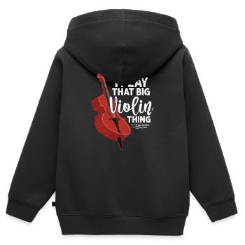 Kontrabass - Kinder Premium Organic Zip Hoodie - Schwarz - Hinten - AI Model Kid Male (0cm)