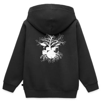 Drums roots batteur cadeau batteur - Sweat Premium à capuche zippé enfant bio - noir - Dos - AI Model Kid Male (0cm)